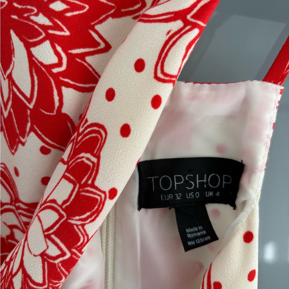 Topshop Red and Cream Halter Jumpsuit Wedding Guest - Picture 4 of 4